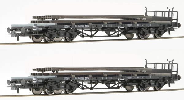 Roco 76196 - 2pc Freight Car Set with Rail Loads