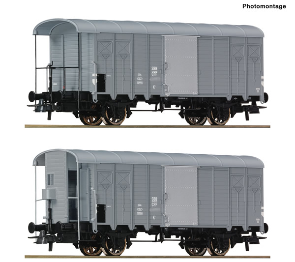 Roco 76646 - 2 piece set: Covered goods wagons