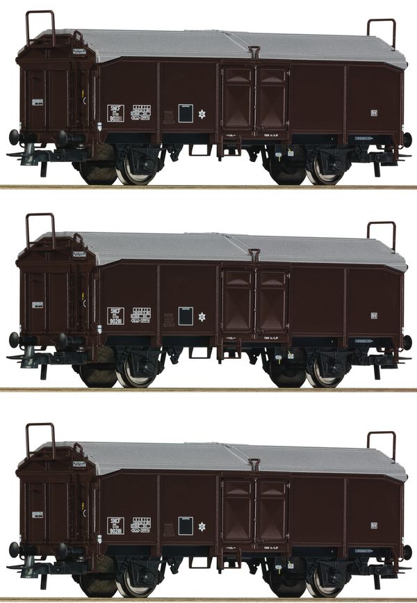 Roco 77020 - 3 piece set: Sliding roof wagons, SNCF