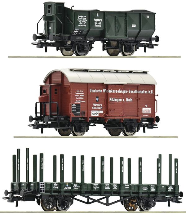 Roco 77028 - 3 piece set: Goods wagons, K.Bay.Sts.B.