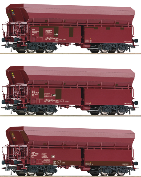 Roco 77033 - 3-piece set: Self-unloading wagon, Holcim