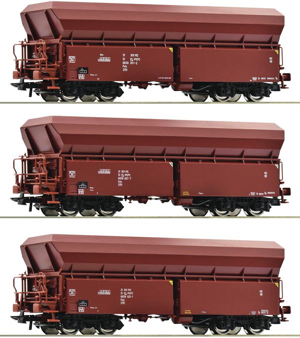 Roco 77037 - 3 piece set: Self unloading hopper wagons, PKP Cargo