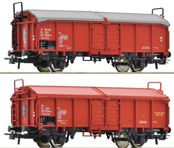 Roco 77040 - 2 piece set: Sliding roof wagons, CSD