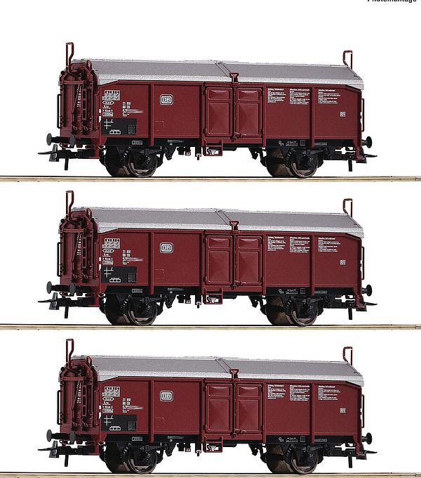 Roco 77050 - German 3-piece set: Sliding roof wagon of the DB