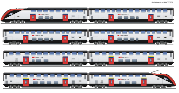 Roco 7710007 - Swiss 8-Piece Double-Deck RABe 502 Train Set of the SBB (w/ Sound)