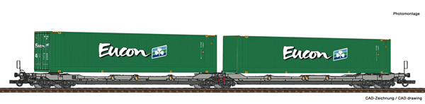 Roco 77398 - Articulated double pocket wagon T3000e + Eucon Container