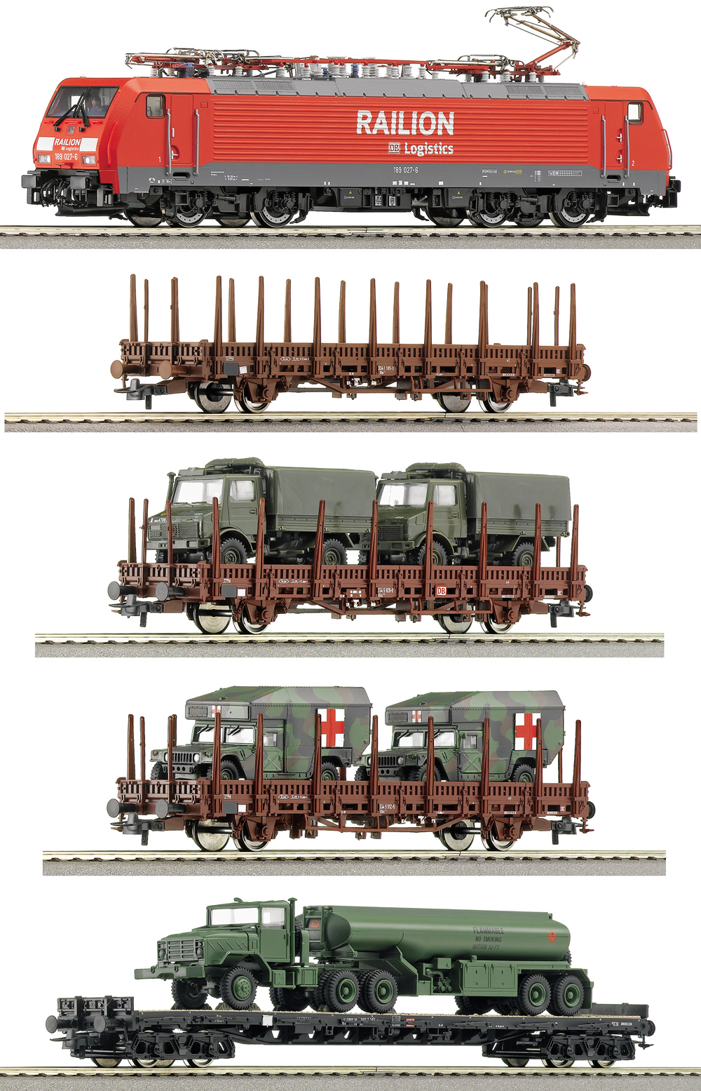Roco 41327 - Digital starter set BR 189 with military train
