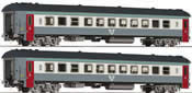 Set: passenger train cars, grey/red, SJ