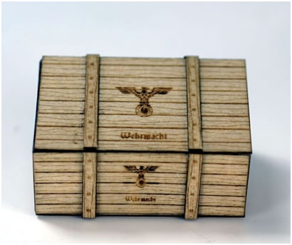 RSM 87001 - 1/72 or 1/87 Scale Wooden German Military Crates, 2 per pack. 