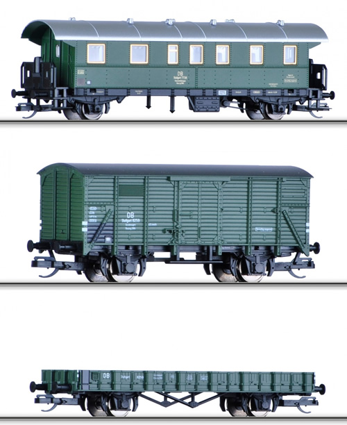 Tillig 01664 - Freight Car Set Bauzug of the DB