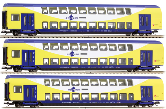 Tillig 01665 - 3pc Metronom Double Decker Passenger Car Set