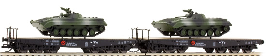 Tillig 01676 - 2pc Freight Car Set - Flat Car loaded with Tanks