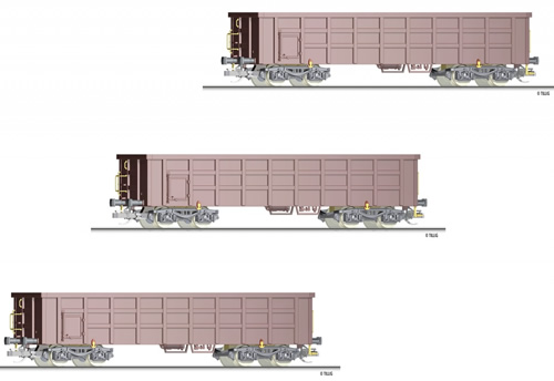 Tillig 01677 - 3pc Freight Car Set of the DB AG