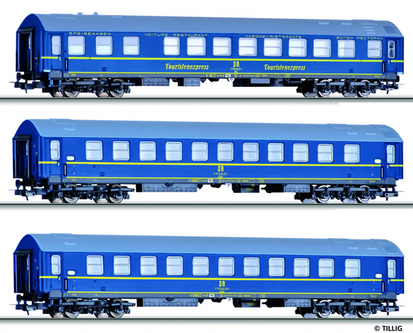 Tillig 70024 - 3pc Passenger Coach Set type Y Tourex