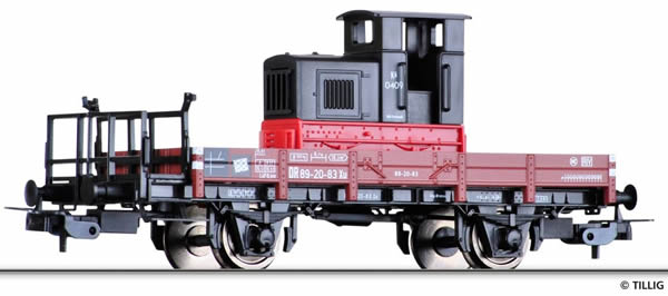 Tillig 76685 - Gondola car Xu, loaded with light railway diesel locomotive Kö 0409