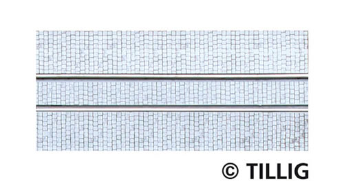Tillig 87512 - track element and ground area (include border areas and brackets) with structure paving stone, lengt