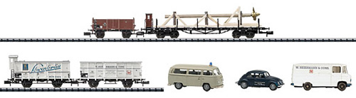 Trix 15094 - 4-Cars and 3 Vehicles Freight Set