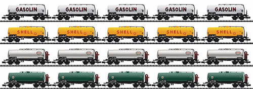 Trix 15420 - Set with 20 Tank Cars in the Display Motor Fuels
