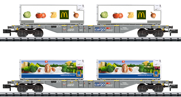 Trix 15488 - Foodstuffs Refrigerated Transport Container Transport Car Set