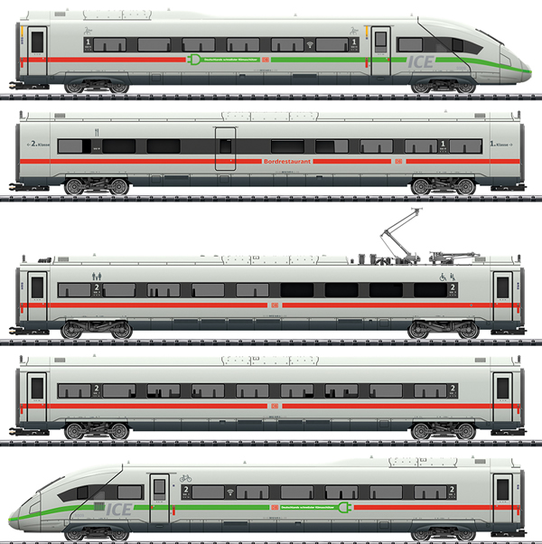 Trix 25976 - Dgtl Class 412/812 ICE 4 Pwrd Railcar Train, Green Stripe, DB AG 