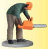 H0 Lumberjack with chain saw, moving