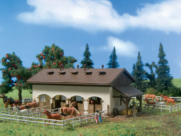 Vollmer 47719 - Horse stable with horses