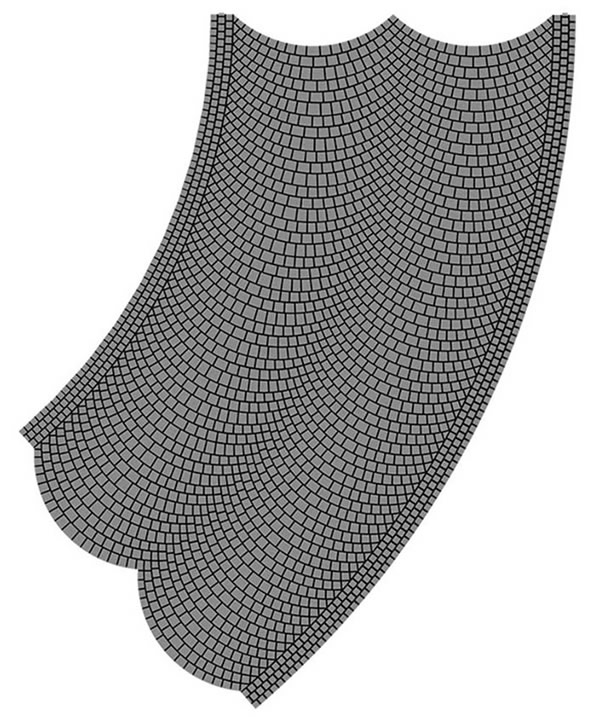 Vollmer 48245 - Street plate cobblestone, 45°- curve, radius 12 cm