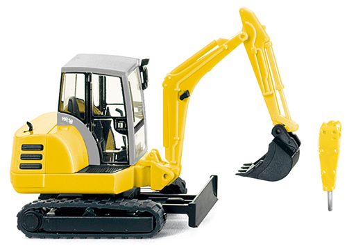 Wiking 65804 - Mini-digger HR 18 - yellow with bucket and chisel