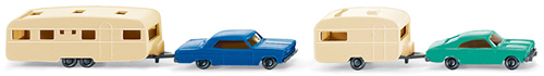 Wiking 92208 - car/caravan combinations blue/turquoise - N-gauge 1:160
